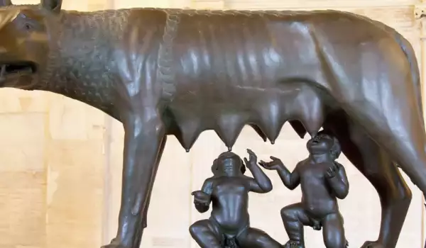 Romulus and Remus and the she-wolf that raised them